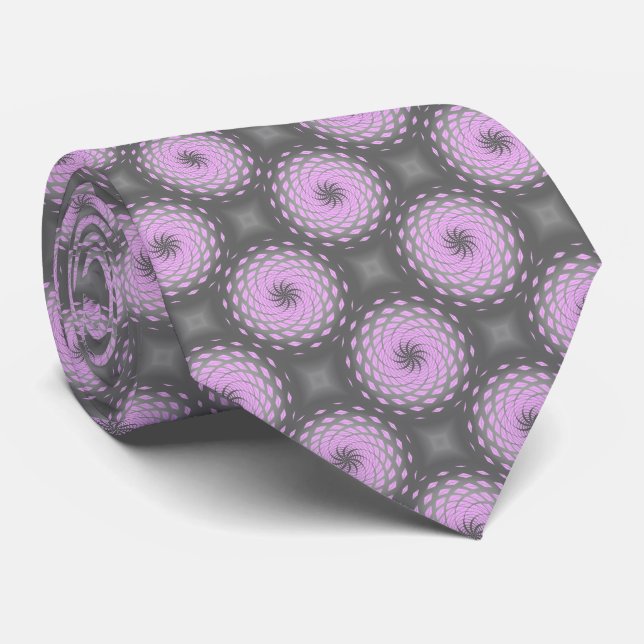 Purple Twirl Pattern Dot Neck Tie (Rolled)