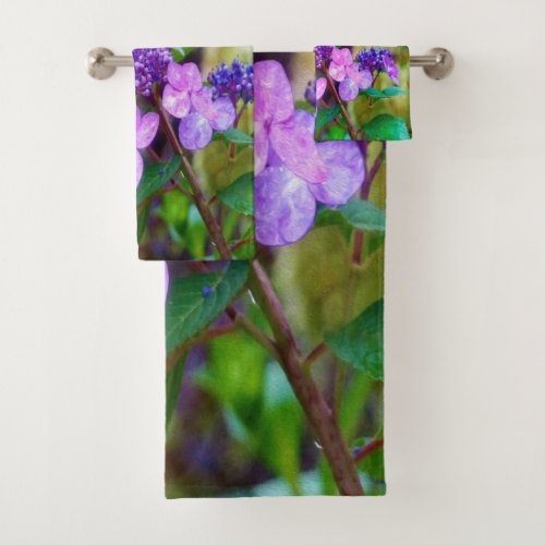 Purple Twist and Shout Hydrangea Flower Bath Towel Set