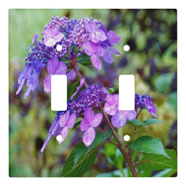 Purple Twist and Shout Hydrangea Flower Light Switch Cover (Front)
