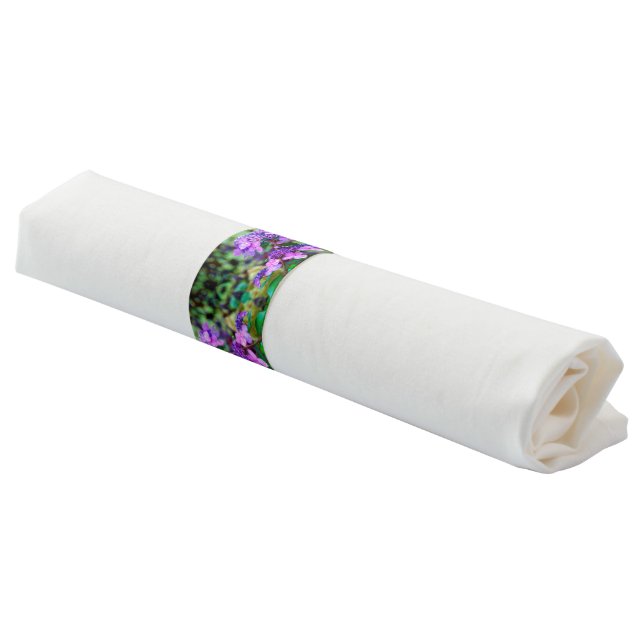 Purple Twist and Shout Hydrangea Flower Napkin Bands (Angled)