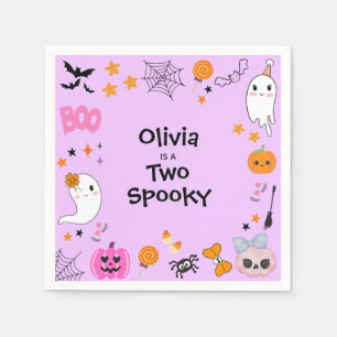Purple Two Spooky Cute Halloween 2nd Birthday Napkins