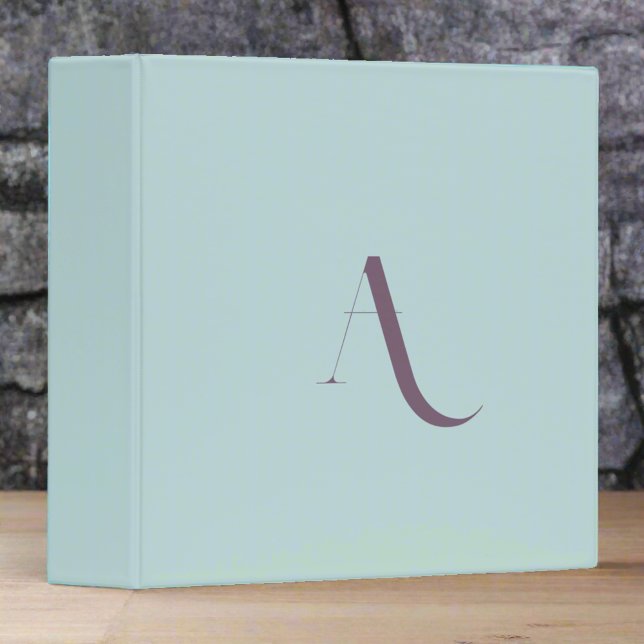 Purple Typography Initial Name Monogram Blue  3 Ring Binder (Creator Uploaded)