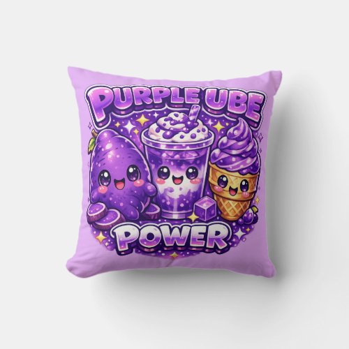 Purple Ube Power Kawaii Cushion Pillow