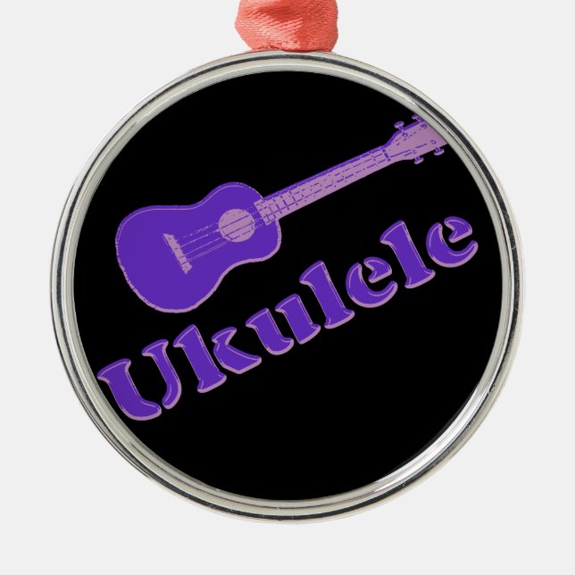 Purple Ukulele Metal Ornament (Front)