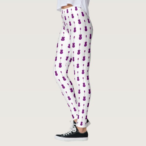 Purple Ukulele Music Instrument Leggings