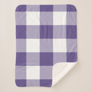 Purple Ultra Violet Gingham Pattern Sherpa Blanket