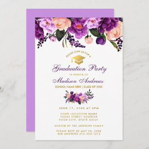 Purple Ultra Violet Graduation Party Invite PFV
