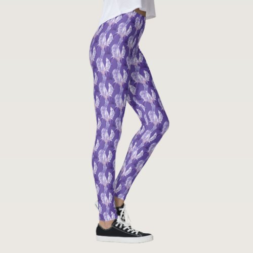Purple ultra violet iris art pattern leggings
