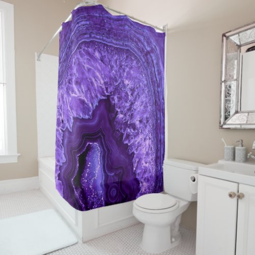 Purple Ultra Violett Agate Mineral Gemstone Shower Curtain