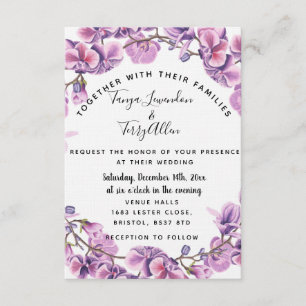 purple ultraviolet floral wedding INVITE CARD