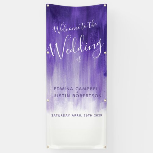 Purple ultraviolet wedding art welcome banner