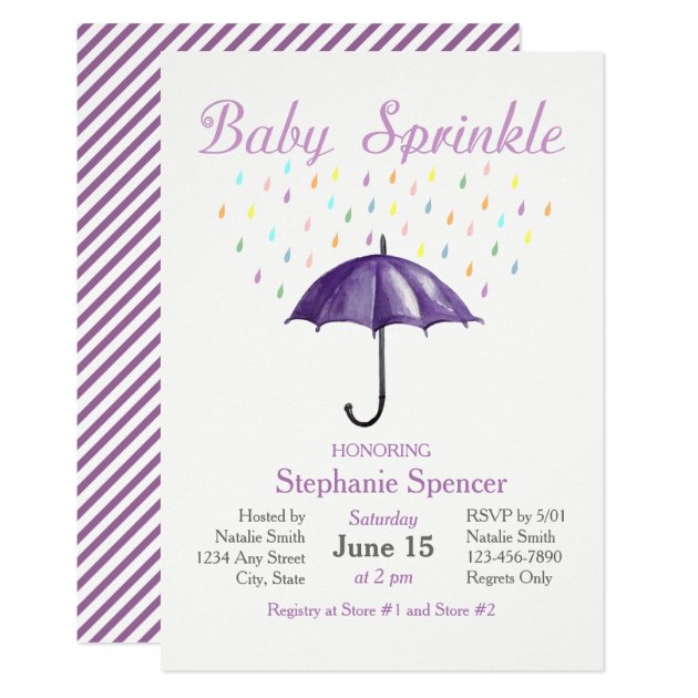 Purple Umbrella Baby Sprinkle Invitation