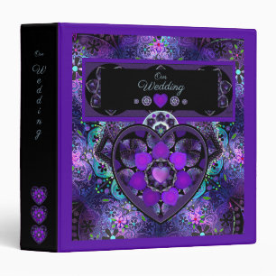 Purple umbrella & hearts .7 3 ring binder