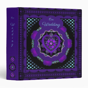 Purple umbrella & hearts .7 3 ring binder