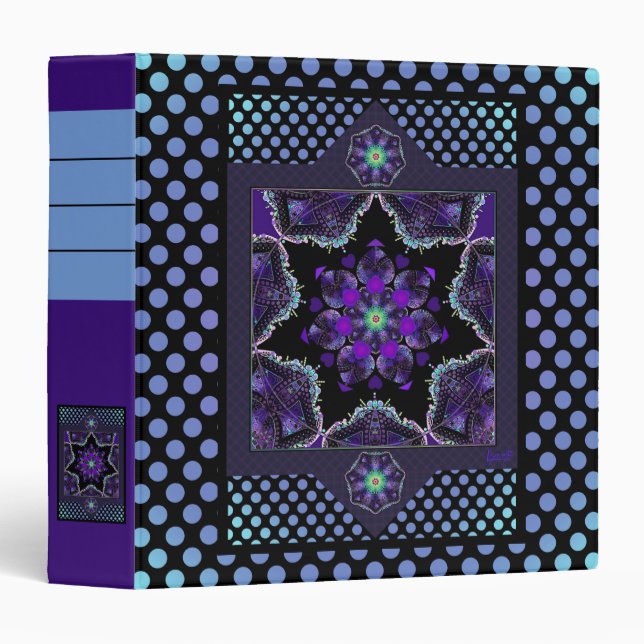 Purple umbrella & hearts .7 3 ring binder (Front/Spine)