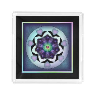 Purple umbrella & hearts .7 acrylic tray