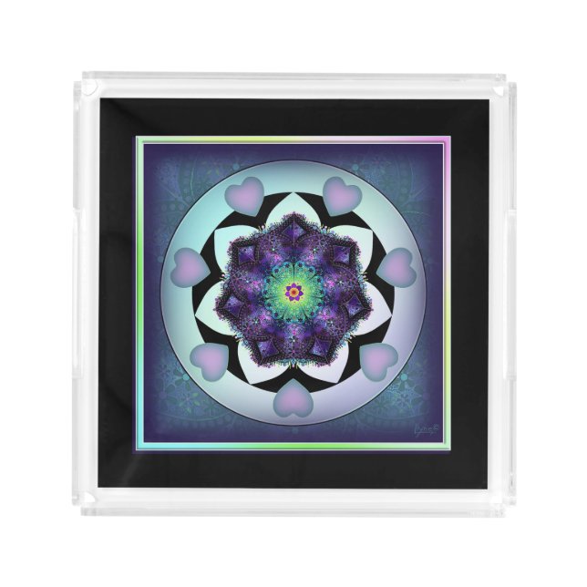 Purple umbrella & hearts .7 acrylic tray (Front)