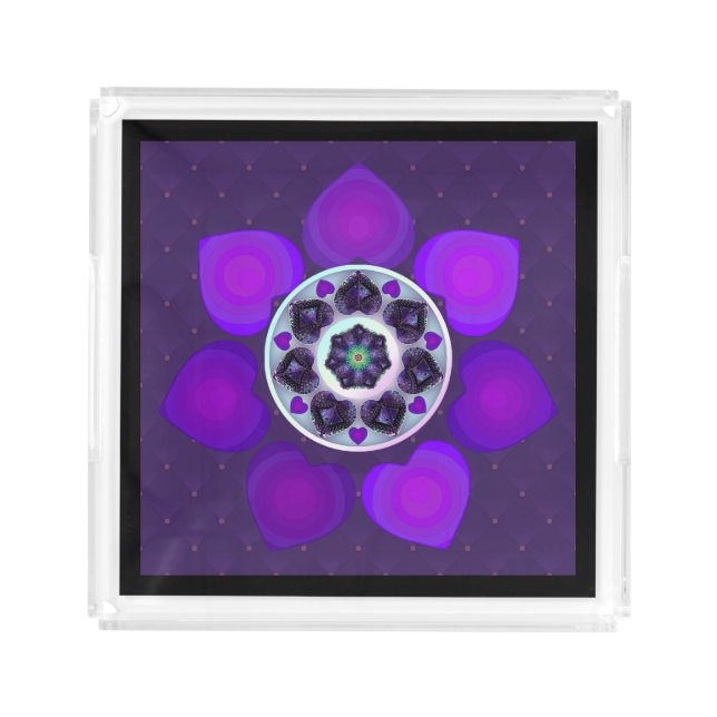 Purple umbrella & hearts .7 acrylic tray (Front)
