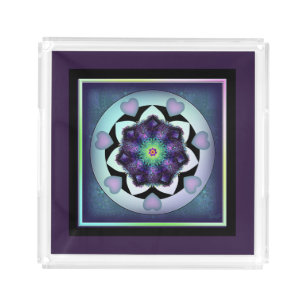 Purple umbrella & hearts .7 acrylic tray