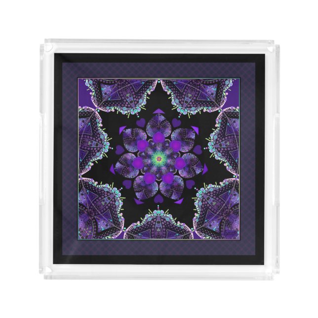 Purple umbrella & hearts .7 acrylic tray (Front)