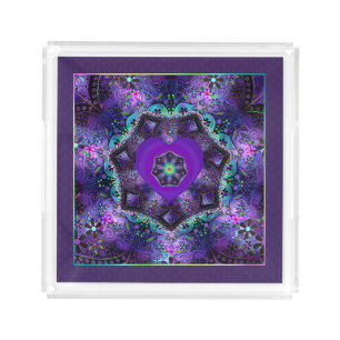 Purple umbrella & hearts .7 acrylic tray