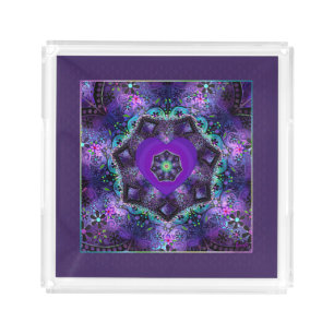 Purple umbrella & hearts .7 acrylic tray