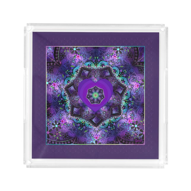 Purple umbrella & hearts .7 acrylic tray (Front)