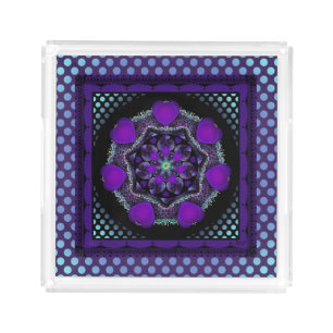 Purple umbrella & hearts .7 acrylic tray