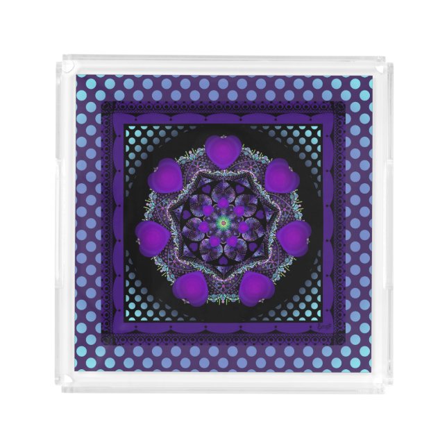 Purple umbrella & hearts .7 acrylic tray (Front)