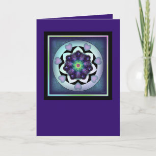 Purple umbrella & hearts .7 birthday card