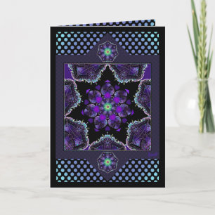 Purple umbrella & hearts .7 birthday card