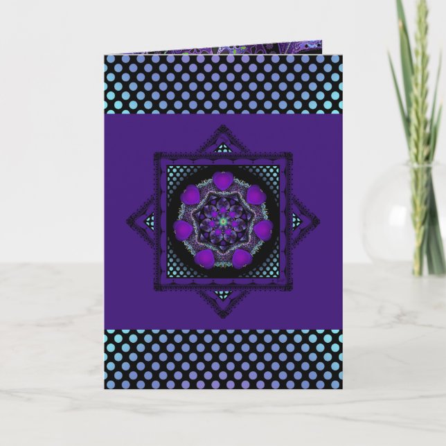 Purple umbrella & hearts .7 birthday card (Front)