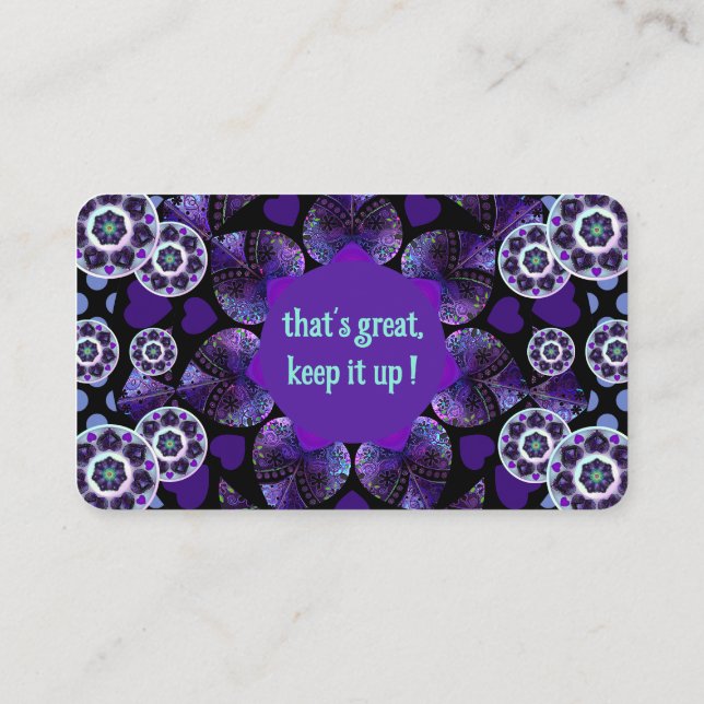 Purple umbrella & hearts .7 business card (Back)