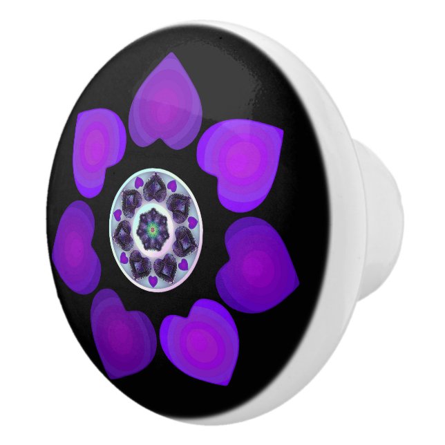 Purple umbrella & hearts .7 ceramic knob (Right)