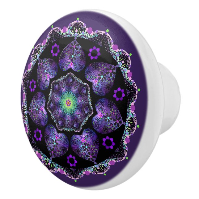 Purple umbrella & hearts .7 ceramic knob (Right)