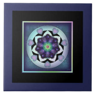 Purple umbrella & hearts .7 ceramic tile