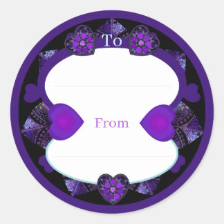 Purple umbrella & hearts .7 classic round sticker