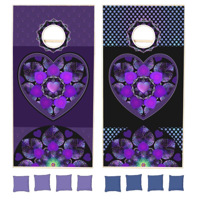 Purple umbrella & hearts.7 cornhole set (Set)