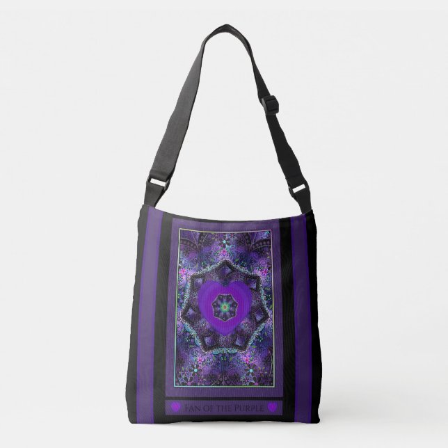 Purple umbrella & hearts .7 crossbody bag (Front)