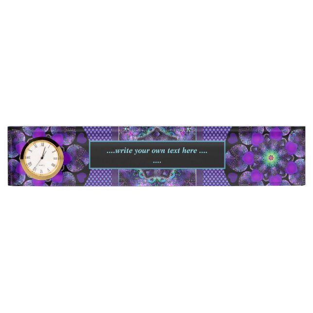 Purple umbrella & hearts .7 desk name plate (Front)