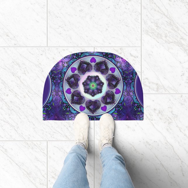 Purple umbrella & hearts .7 doormat (Indoor)