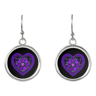 Purple umbrella & hearts .7 earrings
