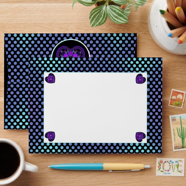 Purple umbrella & hearts .7 envelope (Desk)