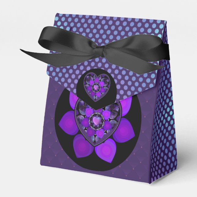 Purple umbrella & hearts.7 favor boxes (Front Side)