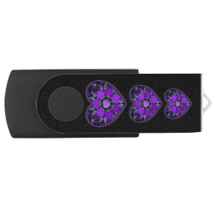 Purple umbrella & hearts .7 flash drive