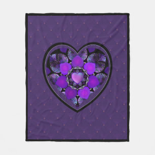 Purple umbrella & hearts .7 fleece blanket