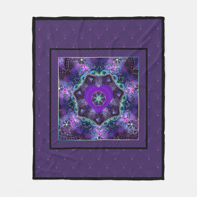 Purple umbrella & hearts .7 fleece blanket (Front)