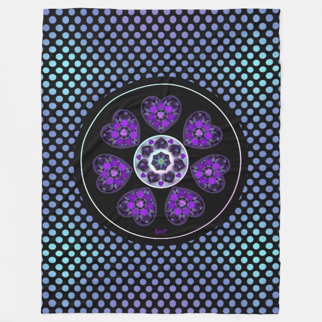 Purple umbrella & hearts .7 fleece blanket (Front)