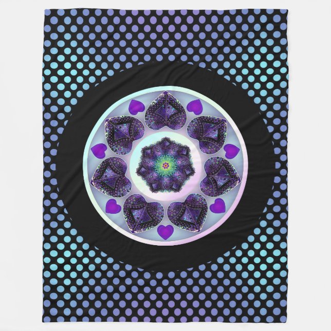 Purple umbrella & hearts .7 fleece blanket (Front)