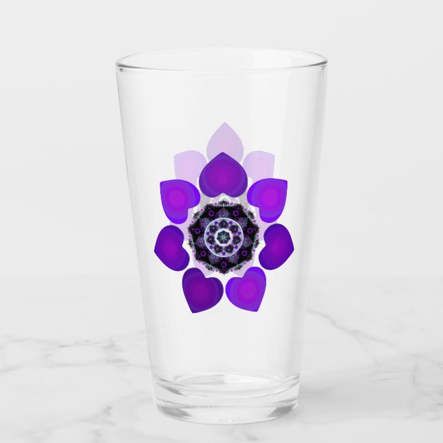 Purple umbrella & hearts .7 glass (Front)